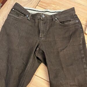 Zegna Men’s Brown Denim 5 Pocket Jean Cotton+ Tapered Leg Size 32